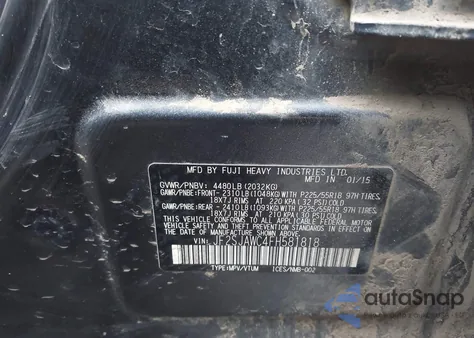 2015 Subaru Forester 2.5I Touring из США, поврежденный, VIN JF2SJAWC4FH581818